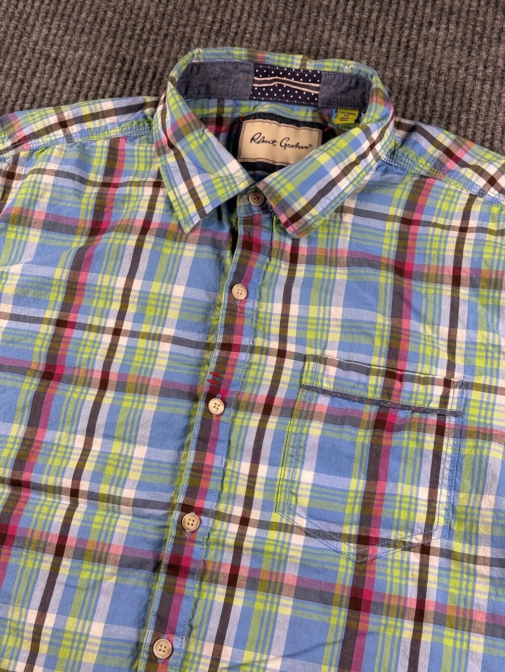 Robert Graham Button Up Men XL Short Sleeve Multicolor Plaid Summer Party